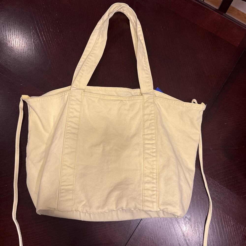 Joylab Washed Canvas Tote Handbag Beach Yellow
